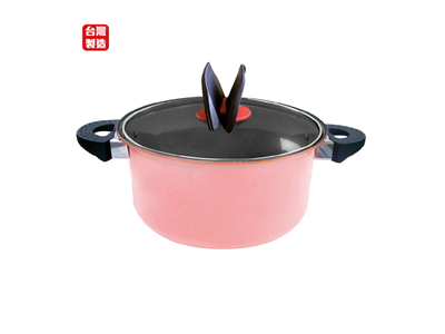 鍋霸22CM陶瓷不沾雙耳鍋-舞蝶翩翩(粉紅色)