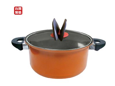 鍋霸26cm陶瓷不沾雙耳鍋-舞蝶翩翩(橘色)