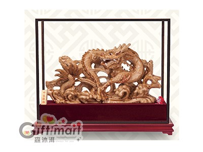 櫥窗藝品-祥龍獻瑞(樟木)